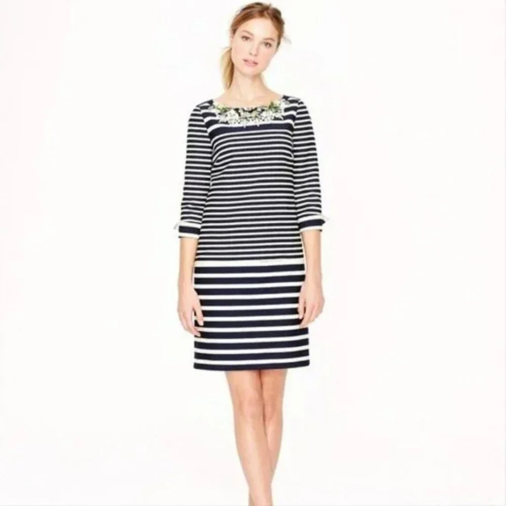 J. Crew Collection Striped Paillette Dress Size 00 Office Business Casual Office